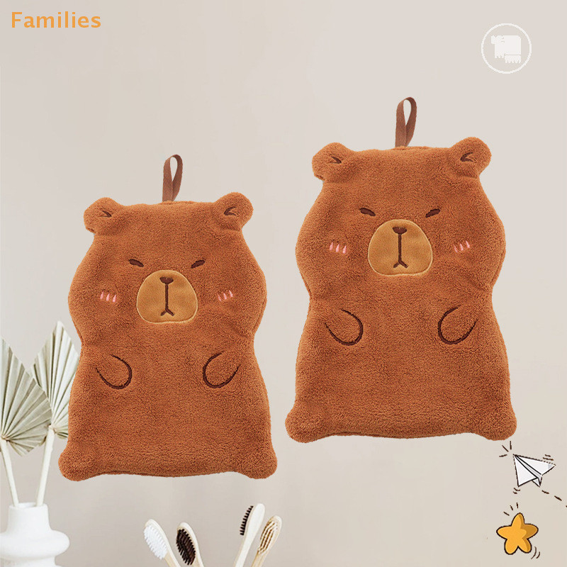 ครอบครัว> ผ้าเช็ดมือ Capybara น่ารักปะการังกํามะหยี่การ์ตูน Capybara ห้องน้ํา Kerchief การดูดซึมน้ําที่แข็งแกร่งผ้าขนหนูดูดซับติดผนังได้ดี