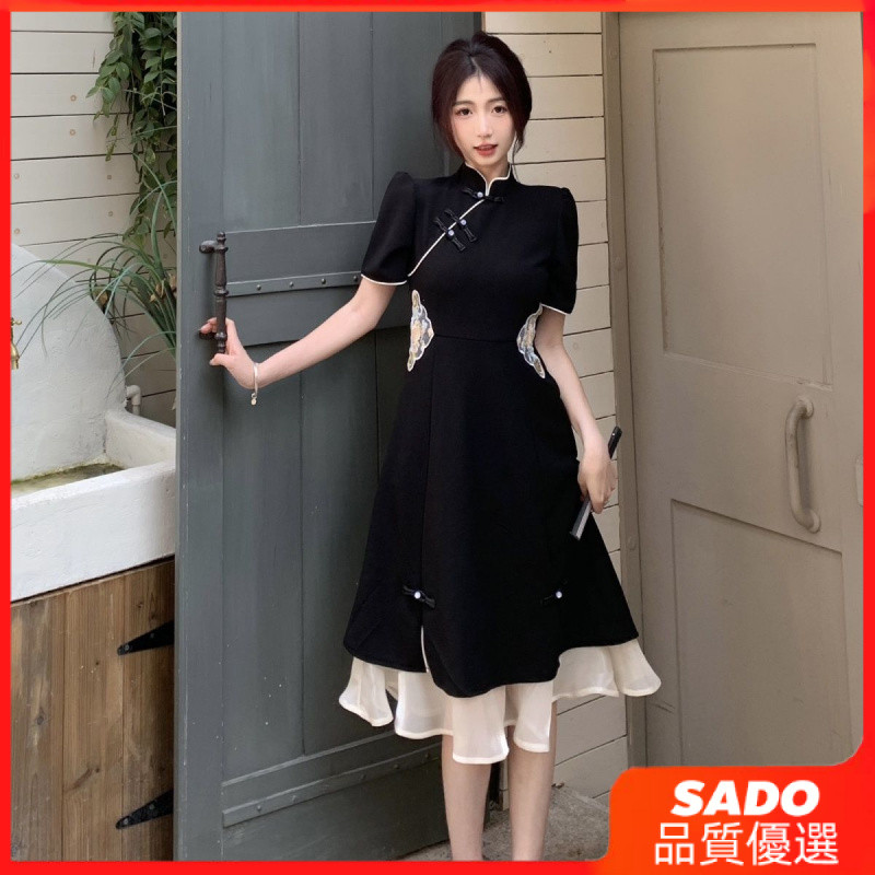 [Sado] ชุดผู้หญิงใส่แล้วดูผอมไซส์ใหญ่สำหรับสาวอวบชุดกี่เพ้าสไตล์จีนย้อนยุคแบบใหม่สำหรับฤดูร้อนชุดกี่เพ้าแบบปรับปรุงใหม่