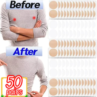 50 คู่บางเฉียบกันน้ํา Sweatproof ผู้ชายจุกนมฝาครอบป้องกัน / ทิ้งที่มองไม่เห็นเสื้อถุงน่องชุด Anti-bulge หน้าอกสติกเกอร์