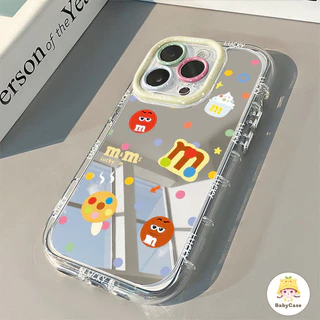 ลายจุดสีน่ารัก M เมล็ดช็อกโกแลต กระจกแต่งหน้า เคสIPhone 16 15 17 11 13 14 12 Pro Max XR XS X Max 8 15 14 Plus SE 2020