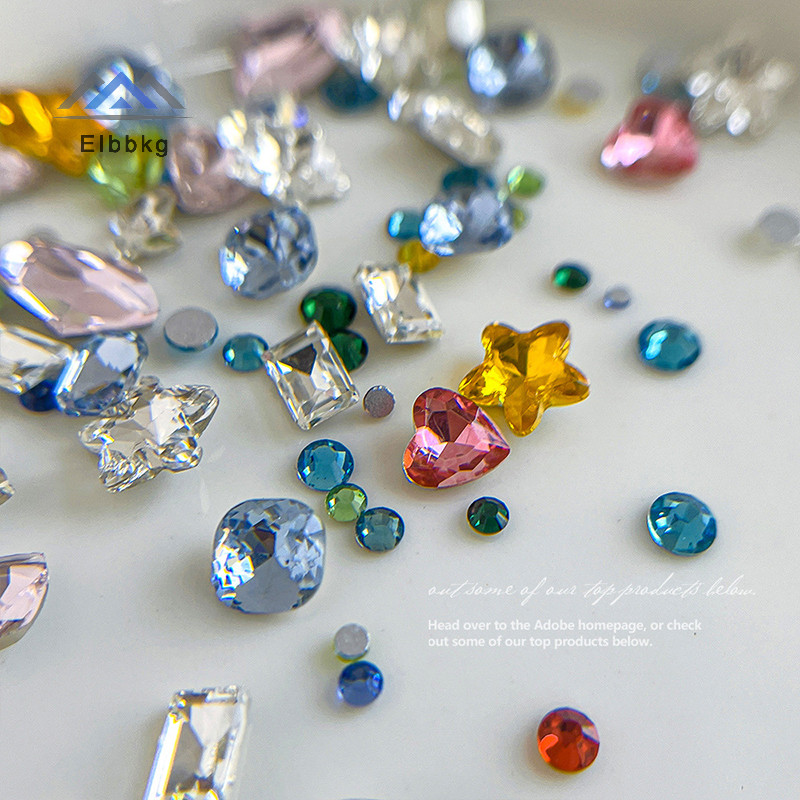 Eibbkg 50pcs Rhinestones Nail Art Charm รูปพิเศษชี้ด้านล่างคริสตัลที่มีสีสัน Jewel สําหรับ Face เสื้อผ้ารองเท้าตกแต่งเล็บอุปกรณ์ลดราคา