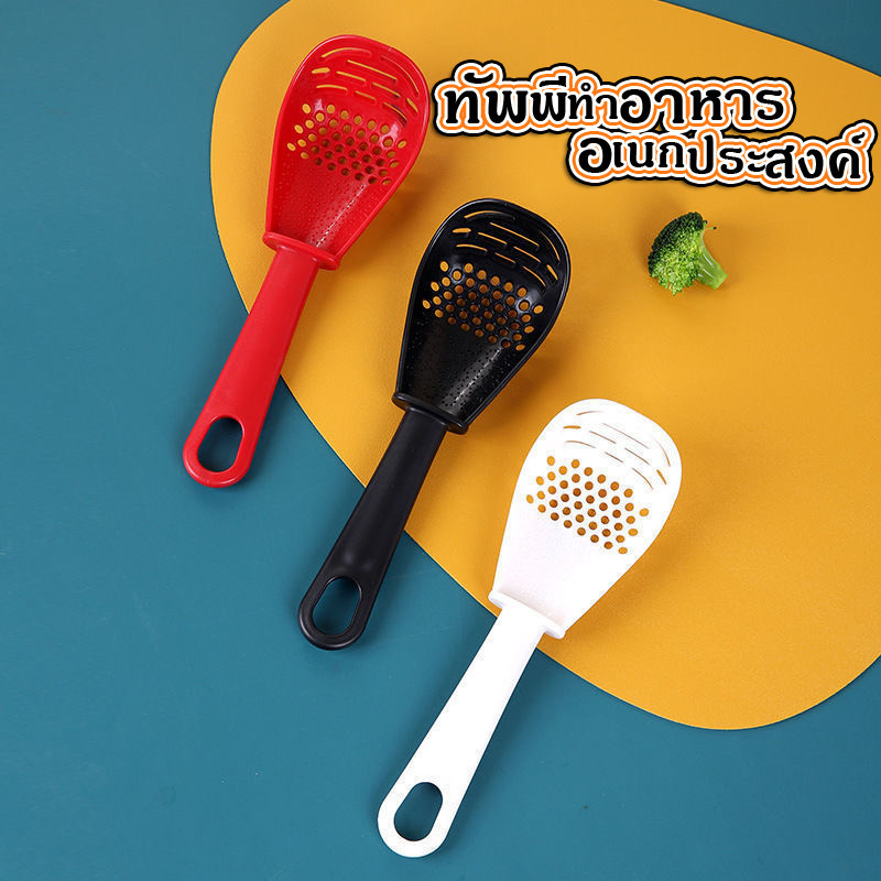 Featured  ช้อนทำอาหารหลากหน้าที่  ที่ใช้สำหรับบีบกระเทียมพลาสติก, ทำบะหมี่และกรองอาหารในครัว - รูปที่ 4