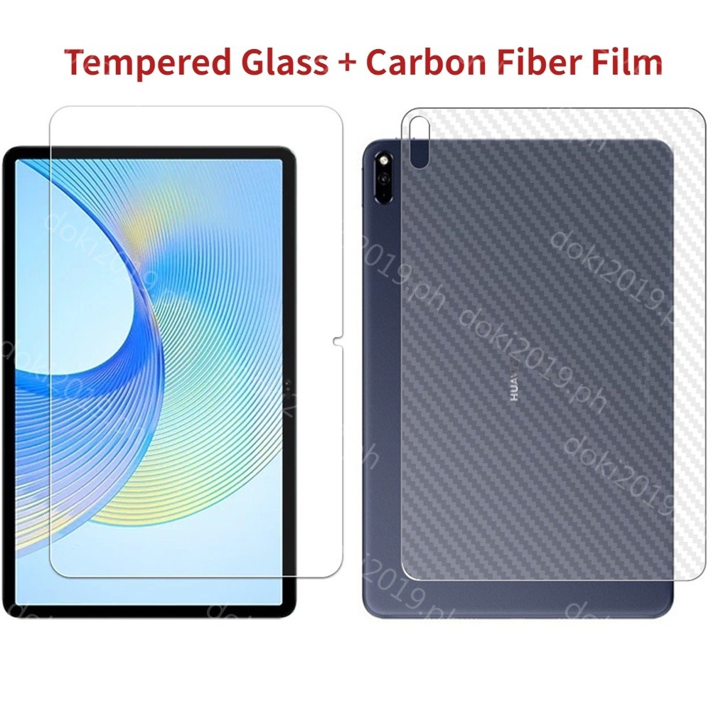 1 ชุด (ฟิล์มคาร์บอนไฟเบอร์ + กระจกนิรภัย) สําหรับ Huawei MatePad SE 11 2024 11.5S 11.5 11 PaperMatte Air11.5 Pro 11 10.4 T10S T10 Honor Pad 9 X9 X8Pro 11.5 ด้านหน้าและด้านหลัง Protector