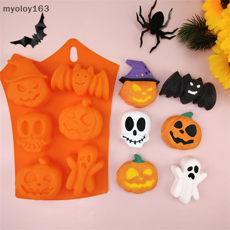 Myoloy ฮาโลวีน Moulds ไม่ใช่ซิลิโคนฟักทองแม่พิมพ์ค้างคาว Ghost Shape ช็อกโกแลตลูกอมแม่พิมพ์เบเกอรี่เค้กพุดดิ้งคุกกี้ Cupcakes TH