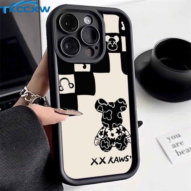 Creative ทาสี Bearbrick Kaws หมีเคสโทรศัพท์สําหรับ OPPO A3X A60 A3 Pro Reno 12F Reno 12 Pro ล่าสุด Frosted Anti-drop Soft Case