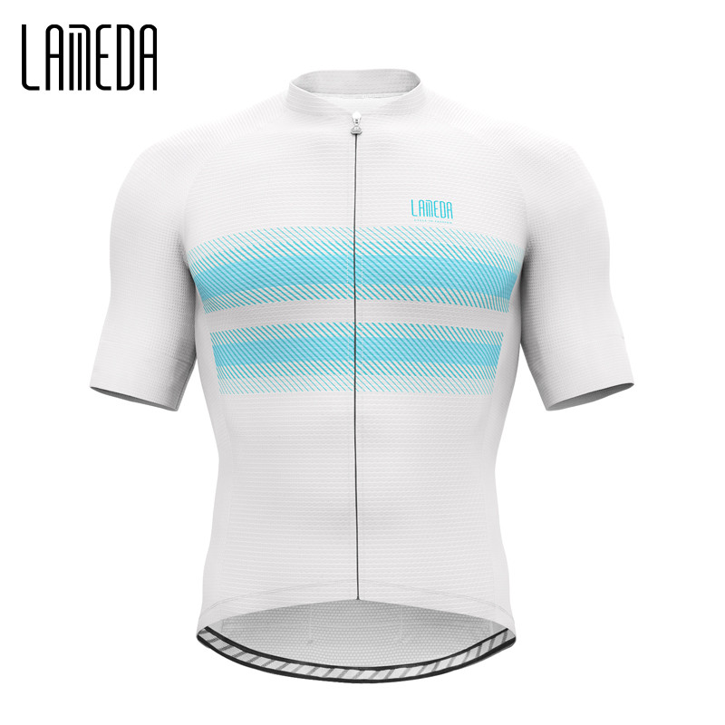 LAMEDA ขี่จักรยาน Jersey แขนสั้นสําหรับชาย Breathable จักรยาน Jersey Man Moisure Wicking Mountain ขี่จักรยานเสื้อผ้า 3 กระเป๋า
