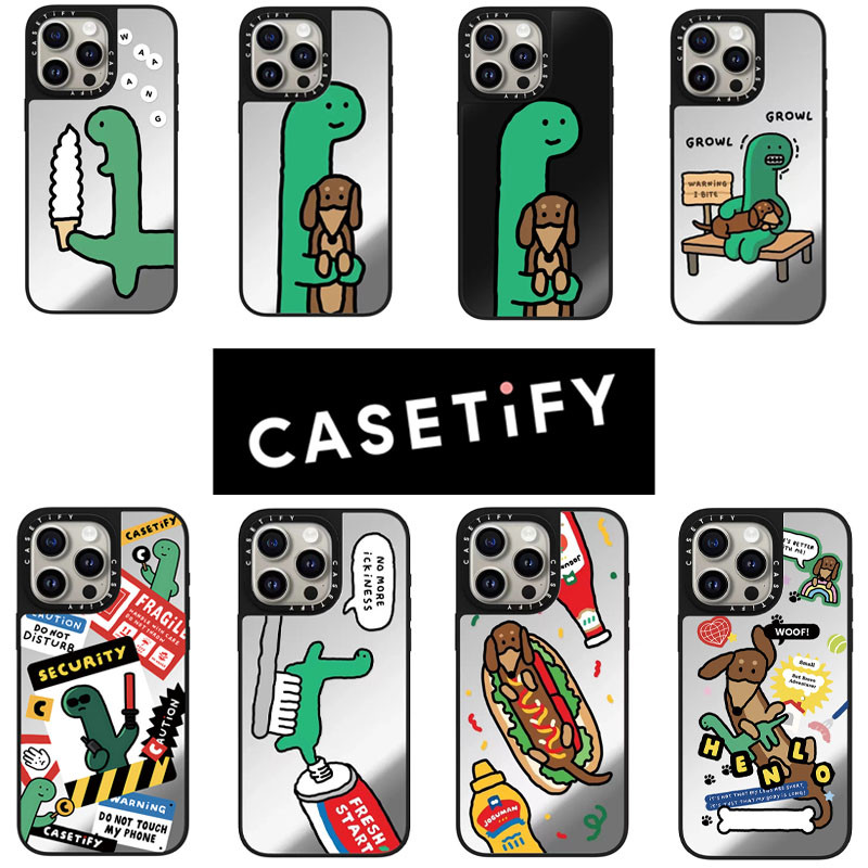 ระวังของไดโนเสาร์casetify กระจกสําหรับ iPhone 15 Pro Max 14 13 12 11 TPU ตัวอักษรด้านข้างกันกระแทกกลับ INS สไตล์ฝาครอบโทรศัพท์