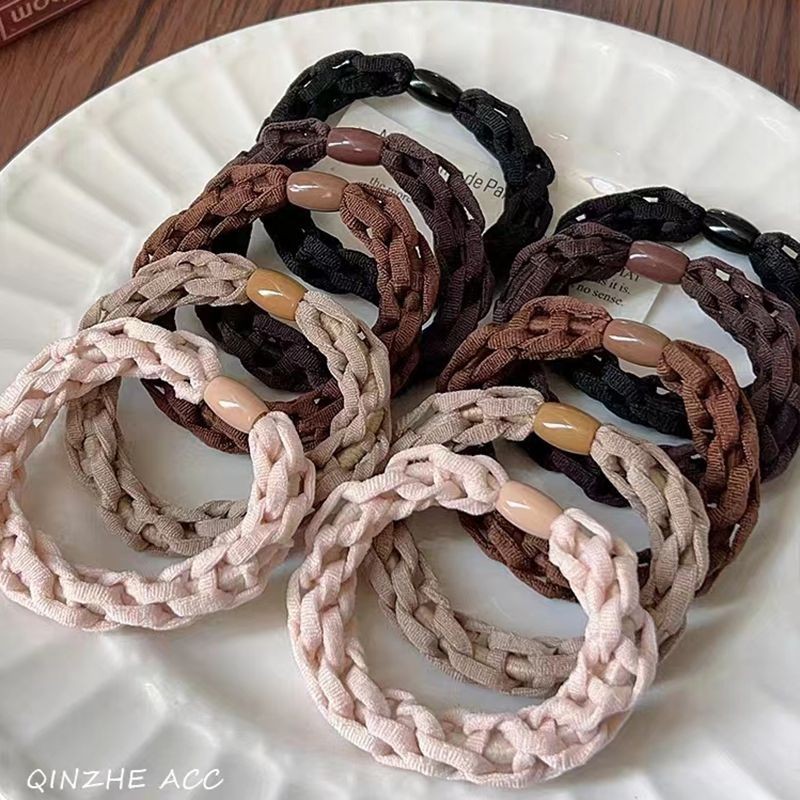 ใหม่ระดับไฮเอนด์ถักเชือกผูกผมยางรัดผมแบบเรียบง่ายสำหรับผู้หญิงผ้ารัดผมยืดหยุ่นสูงทนทานผ้าโพกศีรษะ