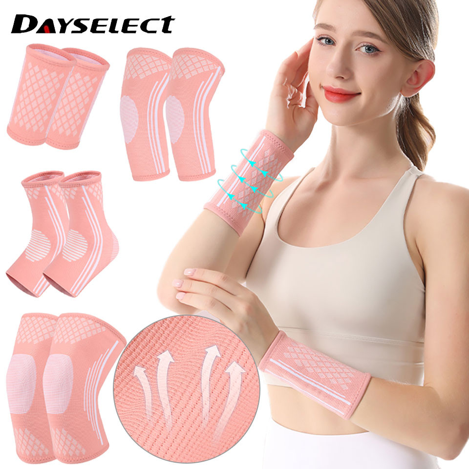 Dayseelect 1 คู่ยืดหยุ่นถัก Kneepads ชุดเชือกกระโดดอุ่นแบดมินตัน Breathable กีฬาอุปกรณ์ป้องกัน