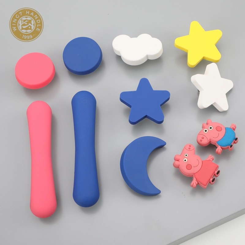 Color Children's Room Cabinet Door Handles, Wardrobe Cabinet Drawers, Cute Cartoon Handles, Soft Rub
