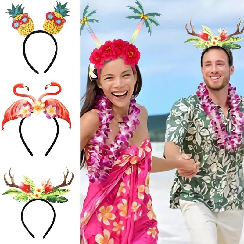 Headdress Luau Headwear สําหรับ Tropical ฮาวายสําหรับ Stall Market ฤดูร้อนแถบคาดศีรษะ Luau Headwear Selfie Props