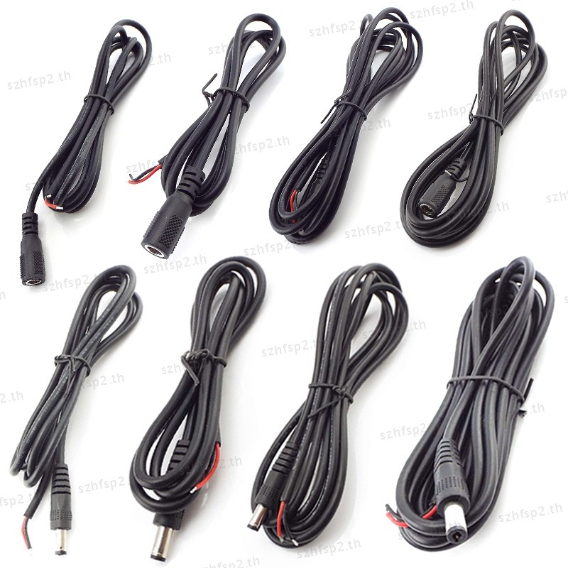 2.1x5.5 มม.ปลั๊กแจ็คอะแดปเตอร์ DC Connector ชายหญิงสายสําหรับ DIY ไฟ LED Strip ซ็อกเก็ตไฟฟ้า 20AWG THH3