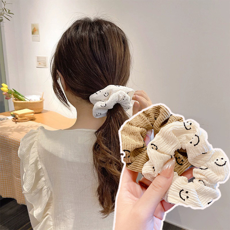 ผ้ายิ้มสูงยืด Scrunchie ผู้หญิงยางรัดผมเครื่องประดับผม