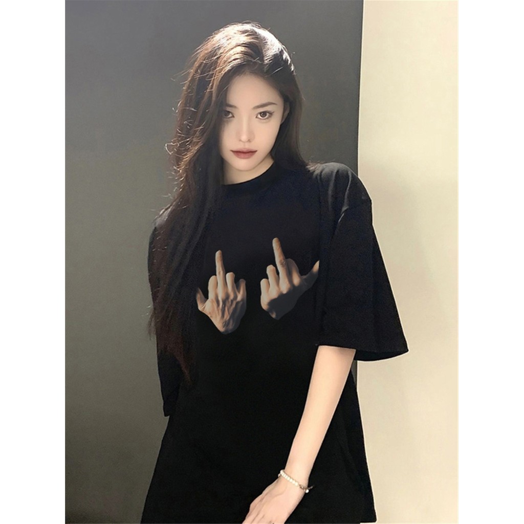 (จัดส่งตลอด 24 ชั่วโมง）Angle Officialเสื้อยืดคู่รัก พิมพ์ลายตัวอักษร รูบิค สไตล์เกาหลี สตรีทแฟชั่น