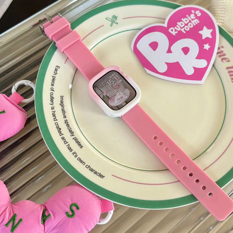 Casual Color Soft Silicone Set Strap Watch [สายนาฬิกา] เหมาะสําหรับ applewatch9876 Macaron Frosted s