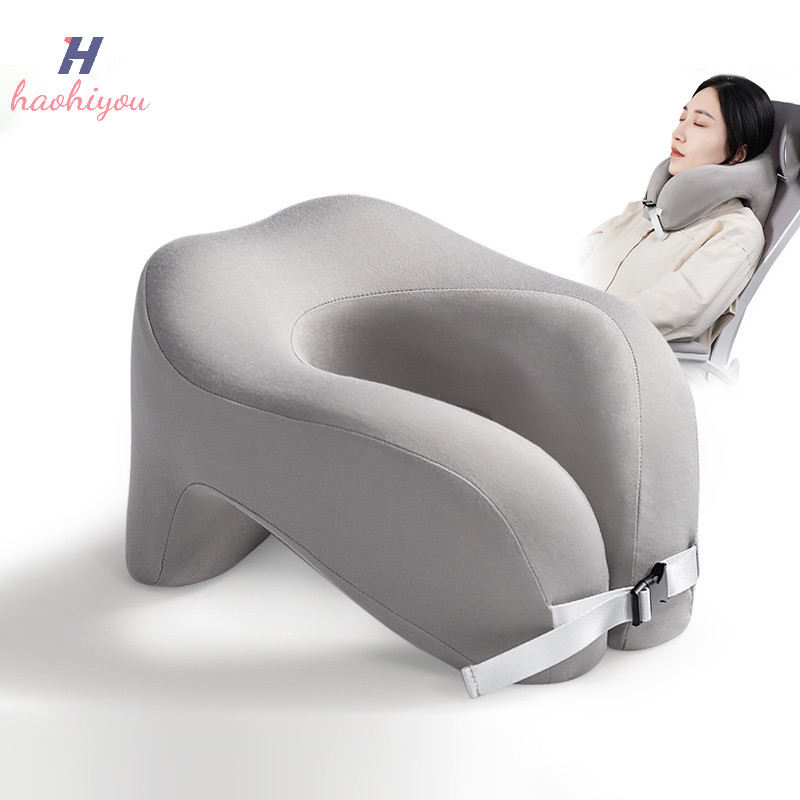 <haohiyou> หมอนเดินทาง U-Shape Pure Memory Foam หมอนรองคอสําหรับเครื่องบิน Office Nap หมอนปากมดลูกเที่ยวบิน Sleeping Head Neck Support Nice