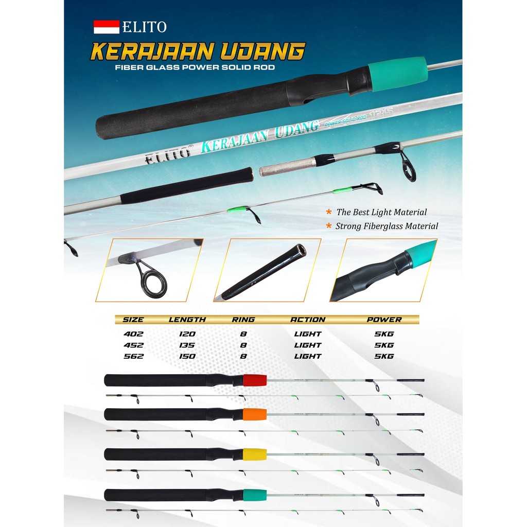 คันเบ็ดตกปลา นักพัฒนา พระราช พราน พาวเวอร์ ไฟเบอร์ คันกุ้งตัน ยาว 120 135 150 ซม