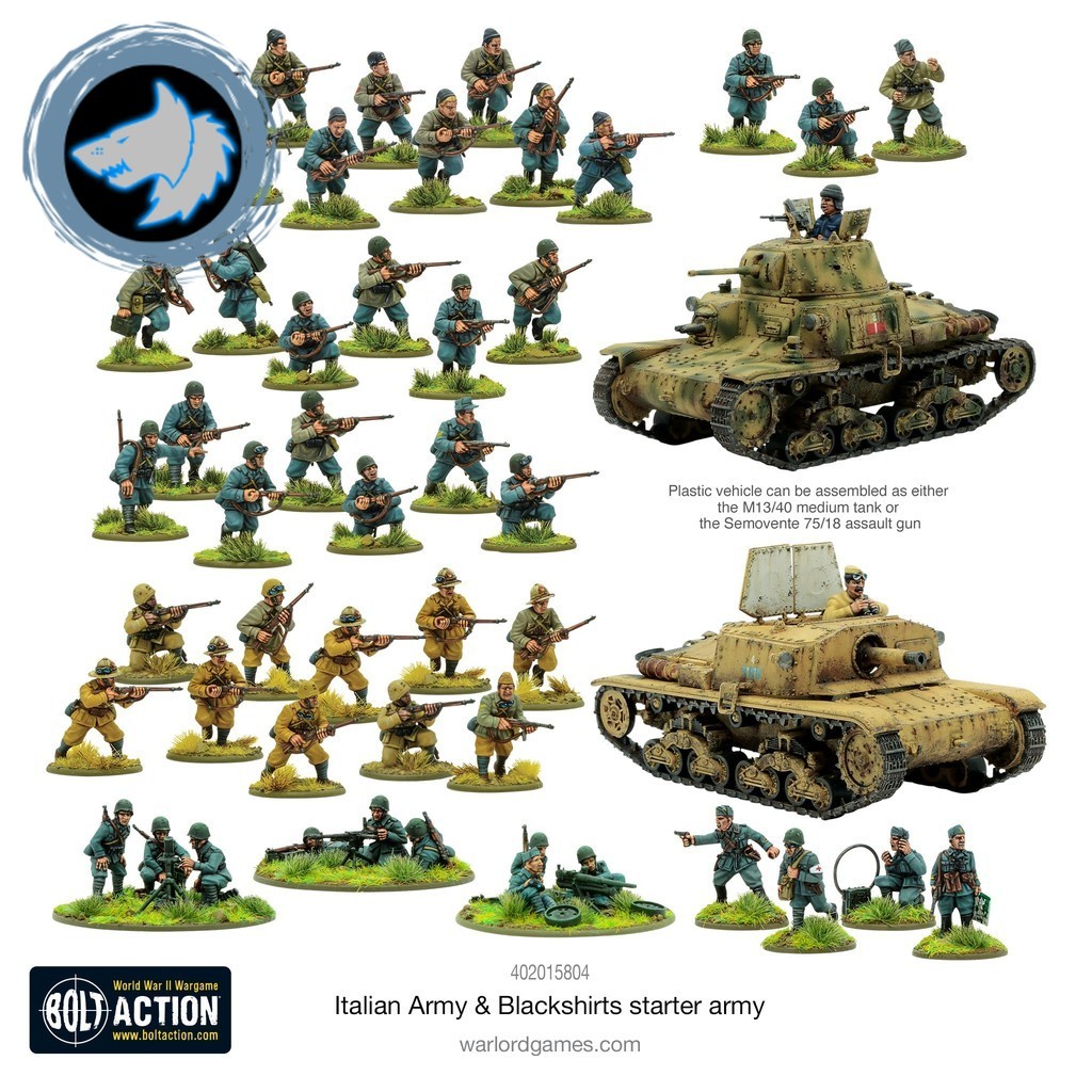 [พร้อมส่ง] WARLORD GAMES: BOLT ACTION: Italian Army & Blackshirts starter army โมเดลทหารจำลอง