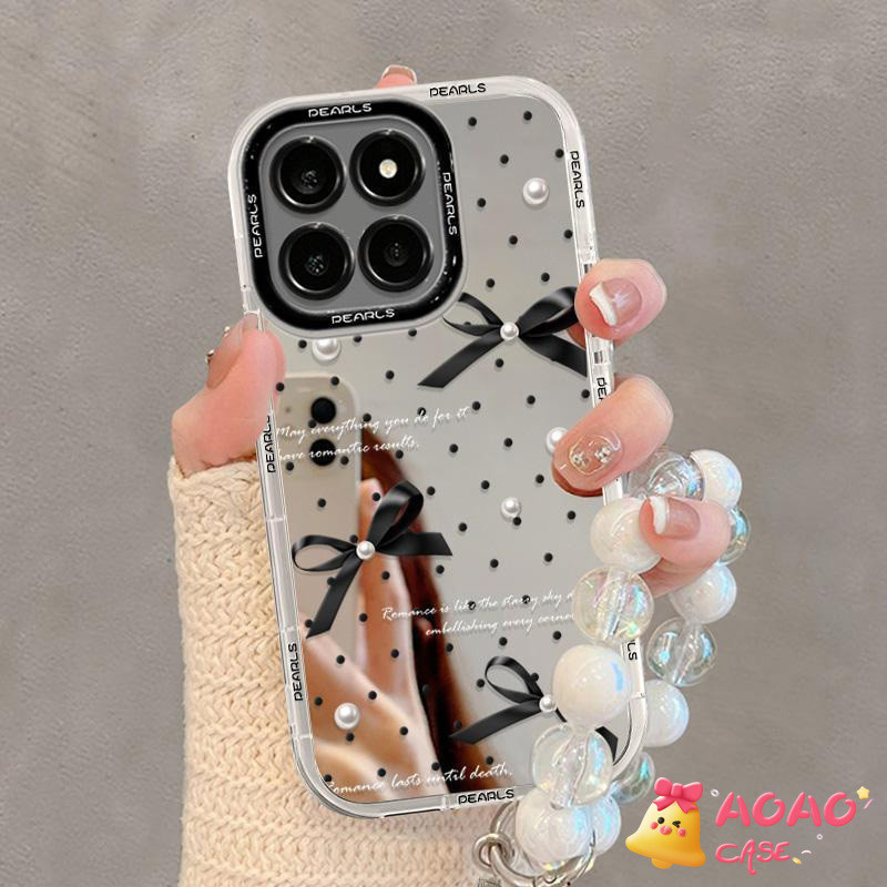 โรแมนติกแฟชั่นอาวุโสแฟชั่นหวานสีดำดารานุ่ม เคสiPhone 11 15 13 12 14 Pro Max XR 7Plus X XS Max 15 14 8 Plus SE 2020