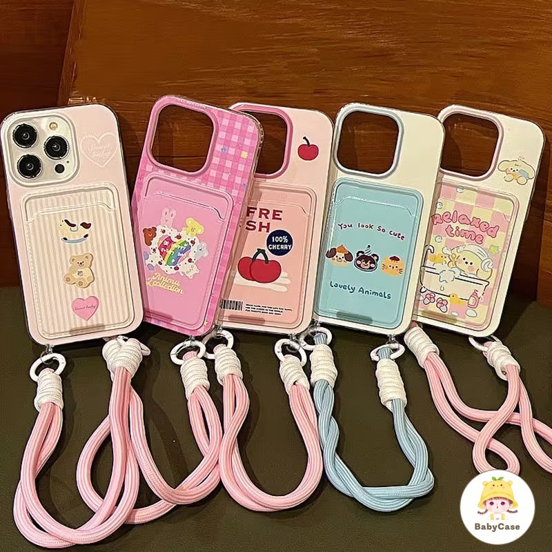 การ์ตูนน่ารักหมีลูกสุนัขเชอร์รี่อ่อนนุ่ม เคสiPhone 16 11 13 15 12 14 Pro Max 7Plus XR X XS Max 7 8 14 15 Plus SE 2020