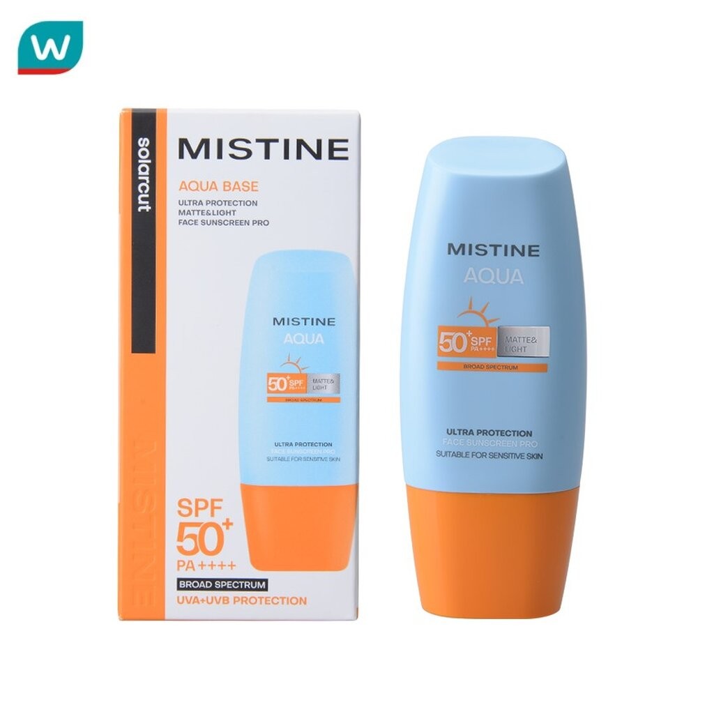Mistine มิสทิน อะควา เบส อัลตร้า โพรเทคชั่น แมทท์แอนด์ไลท์ เฟส ซันสกรีน SPF50+PA+++++40มล.