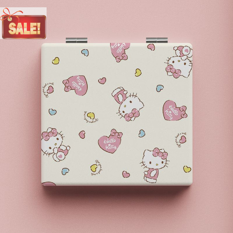 Bl Hello Kitty Mini กระจกแต่งหน้าแบบพกพาน่ารัก Saniro Kt Cat สองด้านพับกระจกแต่งหน้าสําหรับผู้หญิงสาวของขวัญแต่งหน้ากระจก A