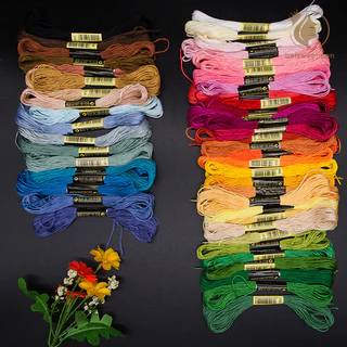 [PE] 24/100/50 ด้ายเย็บปักถักร้อยผ้าฝ้ายข้ามไหมขัดฟันเย็บ Skeins Craft TH
