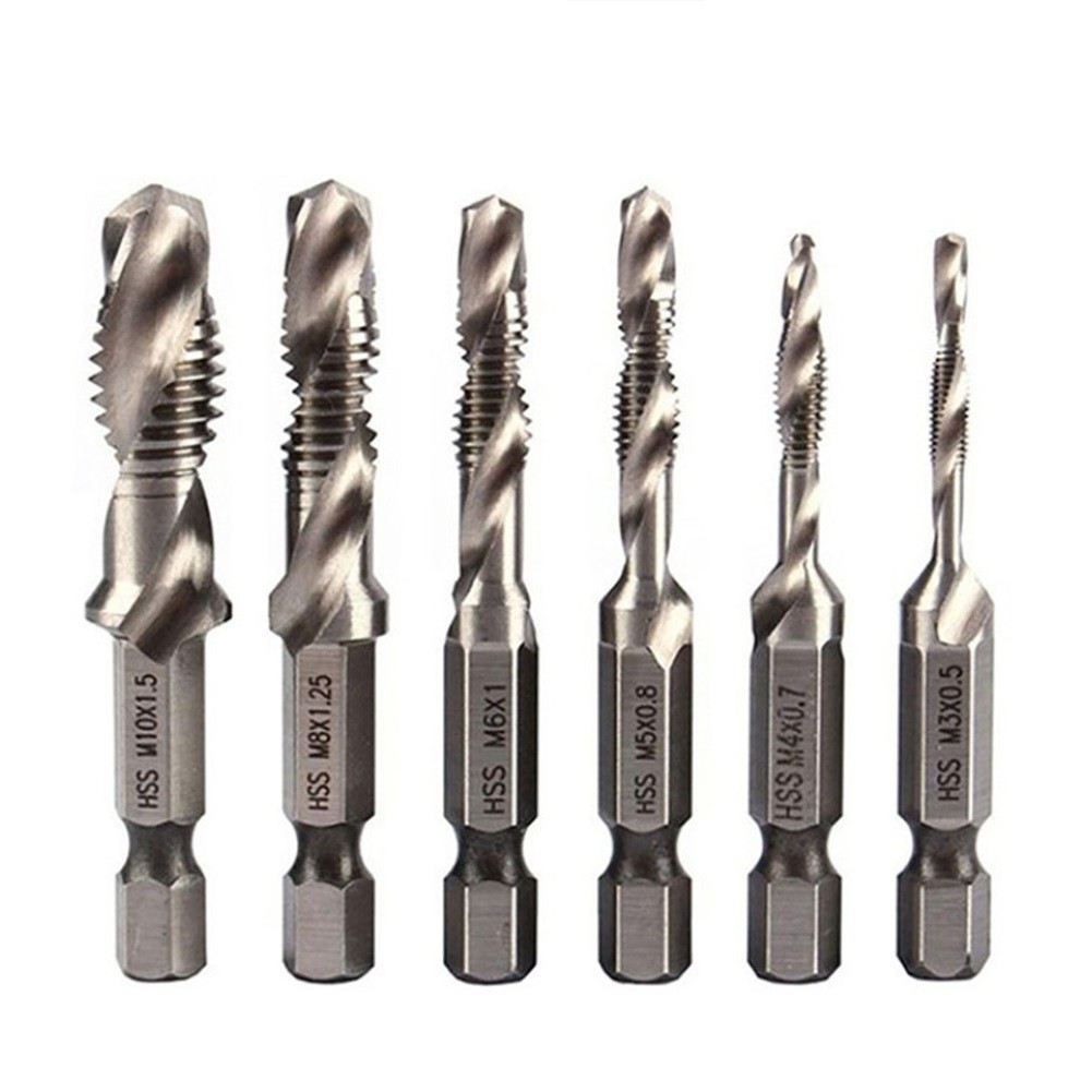 [LSAR] 1pc Tap Drill Bit Hex Shank HSS เกลียวสกรูเครื่อง Compound Tap M3-M10