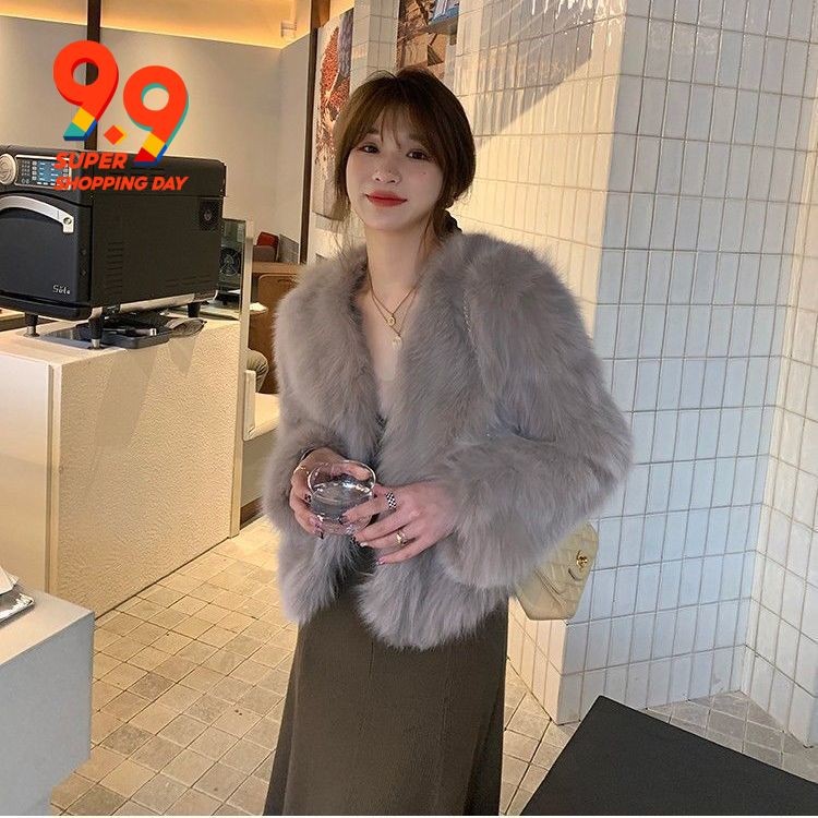 ฤดูหนาวปี 2023 ทอร์กาฟอร์มใหม่ ตาข่ายขนสุนัขจิ้งจอกสาวเกาหลี เสื้อคลุมสั้นขนปุย ฤดูหนาวปี 2023 โค้ทยาวขนสัตว์ตัวสั้น เสื้อคลุมยาวขนสัตว์แสนสั้น