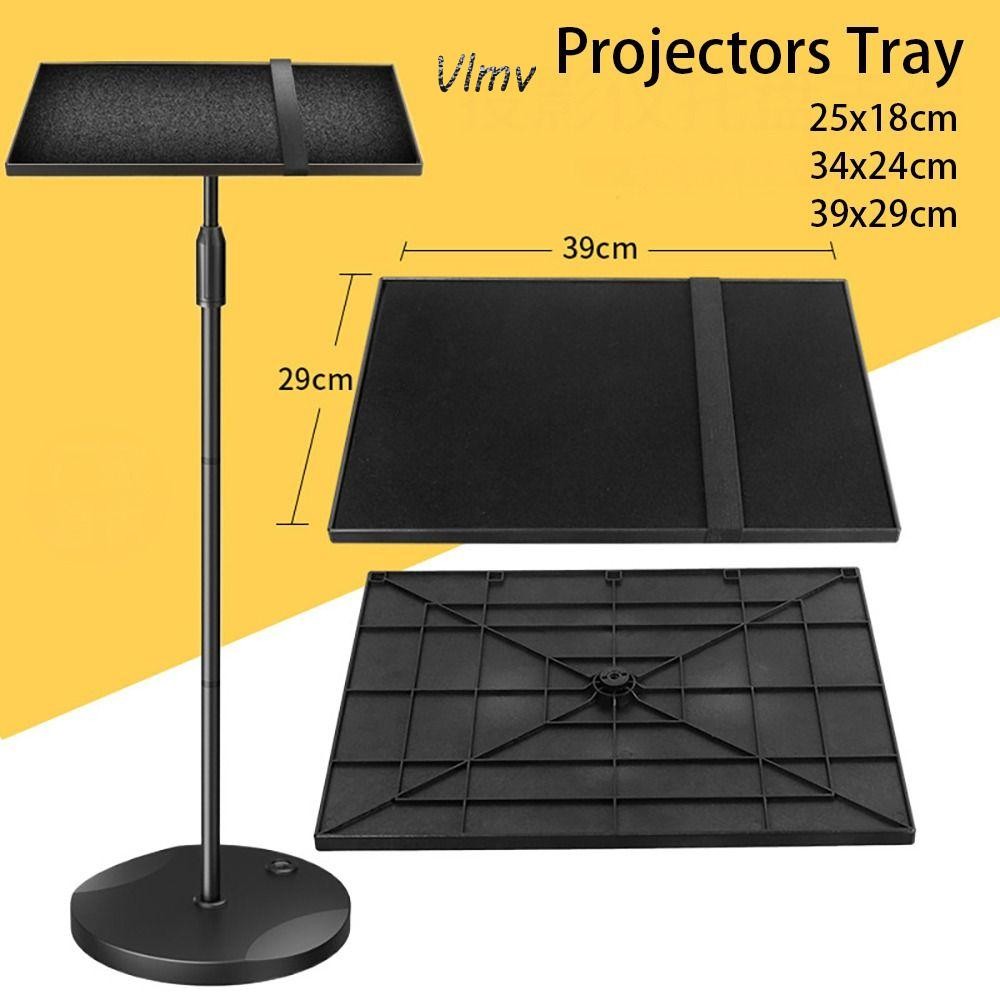 Vlmv ถาดโปรเจคเตอร์ 1 ชิ้น, ที่วางแพลตฟอร์มการ์ดเสียงสีดํา, อะแดปเตอร์สกรู S/M/L 1/4in ขาตั้งขาตั้งกล้องพลาสติก
