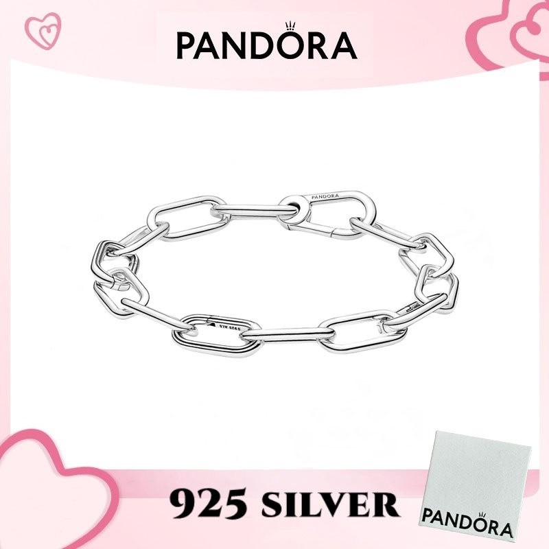 100% Pandora สร้อยข้อมือเงินแท้ S925เครื่องประดับสร้อยข้อมือ PANDORA ME Medium-Link Chain สร้อยข้อมื