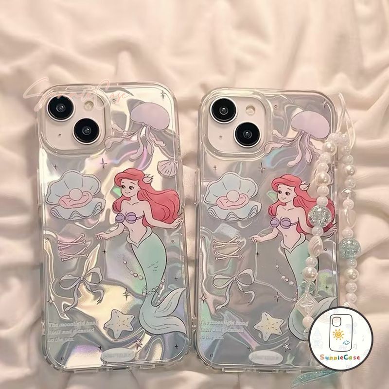 เจ้าหญิงเงือก เจ้าหญิงผมแดง iPhone 11 15 14 16 13 12 Pro Max X XR 7 15 6S 8 6 Plus XS Max SE 2020การ์ตูน โรแมนติก เคส