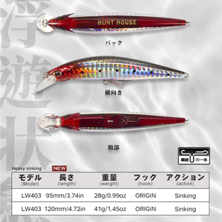 Hunthouse G-contorl Minnow Sinking Fishing Lure น้ําเค็มขนาดเล็กเหยื่อ 95/120 มม.28/41g ประดิษฐ์ Mini Swimbait Leurre Pescar
