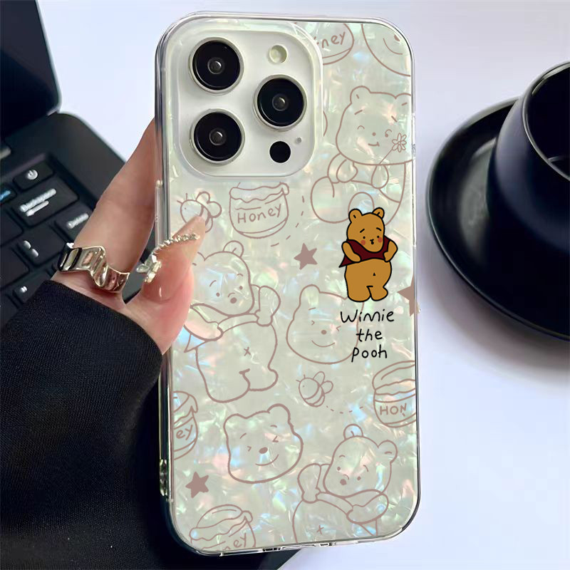 นิ่มกันกระแทกเคสโทรศัพท์ เคสสำหรับ เคส iphone 11 เคสไอโฟน 13 14 12 XR 7 8 6 Plus X XS 15 Pro MAX หมีน้อยน่ารักสีน้ำตาล
