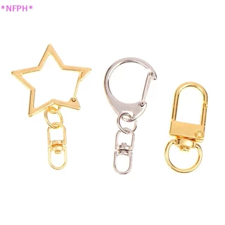 NFPH> 10 ชิ้น Star Pentagram D-shaped Hollow แหวนพวงกุญแจ DIY อุปกรณ์เสริมกุ้งก้ามกรามพวงกุญแจเครื่องประดับทําผลการค้นหาใหม่