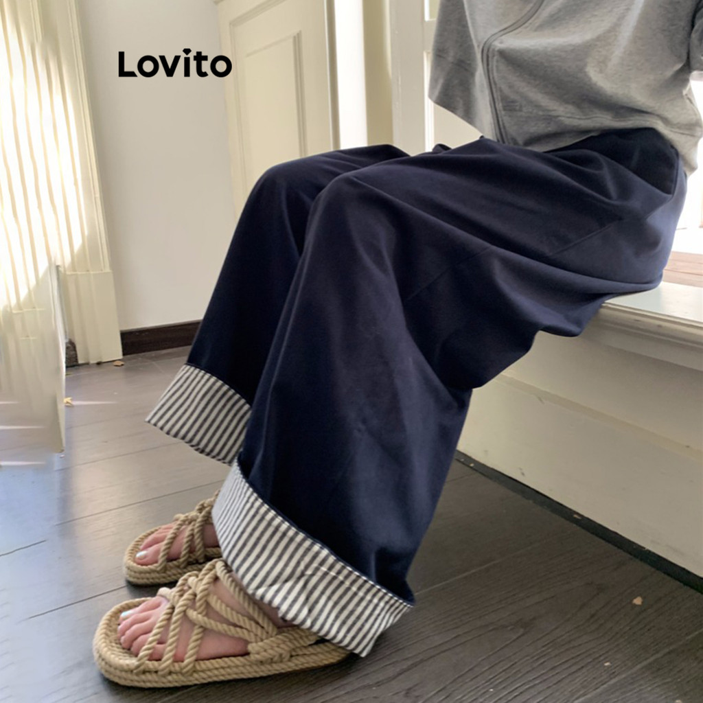 Lovito กางเกงกระเป๋าธรรมดาสำหรับผู้หญิง LNA79447