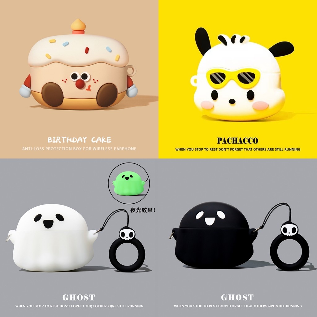 For QCY MeloBuds Pro Case 3D Cartoon Ghost QCY HT08A Silicone Soft Case Cute Cake QCY MeloBuds Pro S