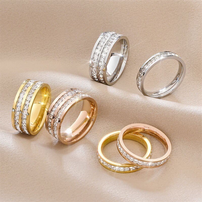 💍แหวนไทเทเนียมแบบเพชร แหวนสเตนเลส แหวนผู้ชาย แหวนผู้หญิง แหวนแฟชั่น มีขนาด 6-13 มม.