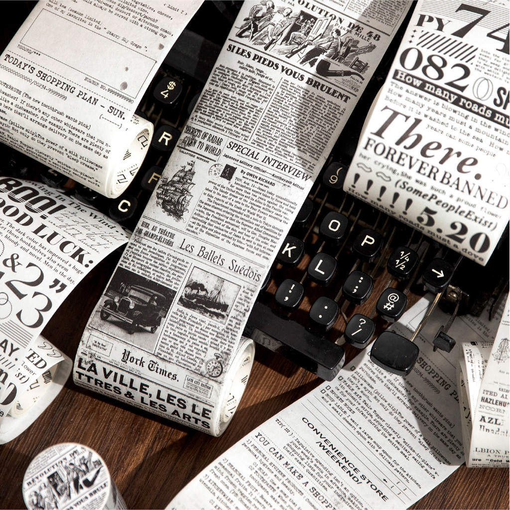 วินเทจ วาชิ เทปชุดตัวอักษรกว้างเก่าหนังสือพิมพ์โบราณย้อนยุคตกแต่งหน้ากากเทปชุดสําหรับสมุดภาพหัตถกรรมเด็กสมุดอุปกรณ์