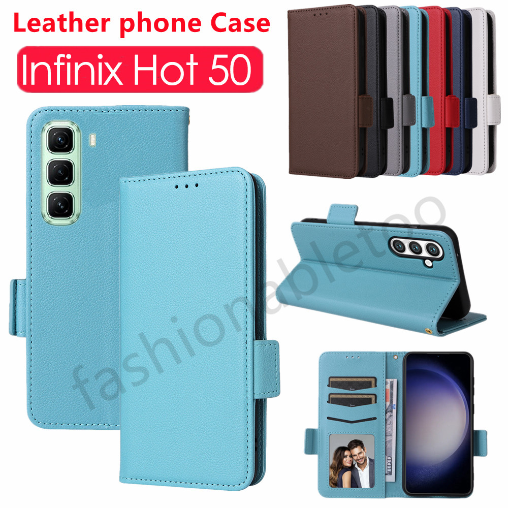 Flip หนังสําหรับ infinix Hot 50 i 50i 50pro+ 50proplus 40 pro 40pro 40i Hot50i Hot50pro + Hot40pro Hot40i infinixHot50i วงเล็บแม่เหล็กปลอกกันกระแทกฝาหลัง