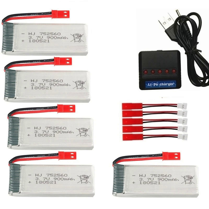 JST 3.7V 900mah Rechargeable Battery + Charger For X5 X5C X5SC X5SW 8807 8807W A6 A6W M68 Rc Drone S
