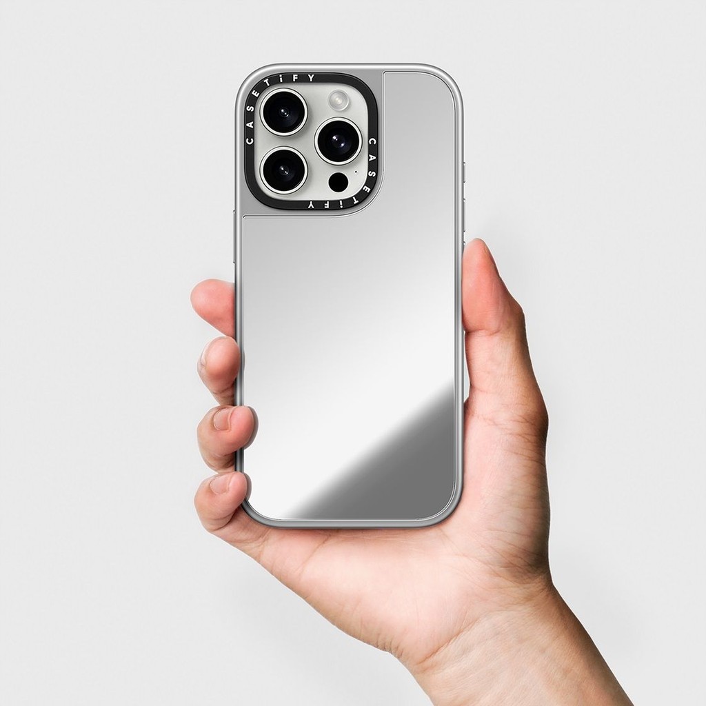 เคสโทรศัพท์ Casetify แบบกําหนดเองสําหรับ iPhone 16 15 14 13 12 11 Pro Max Plus, กระจกสีเงิน