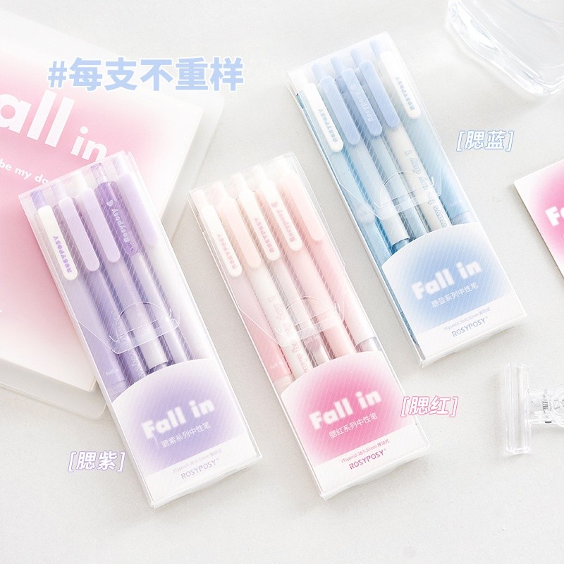Mr. Paper กล่องบรรจุ 5 ชิ้น ชุดปากกาหมึกซึมสีดำ ไล่ระดับสี นักเรียนแปรงสีฟัน เร็ว ๆ เข้า