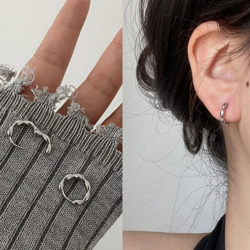 Silver Gold ต่างหูฝรั่งเศสหูหัวเข็มขัดหู Studs สําหรับแฟชั่นผู้หญิง