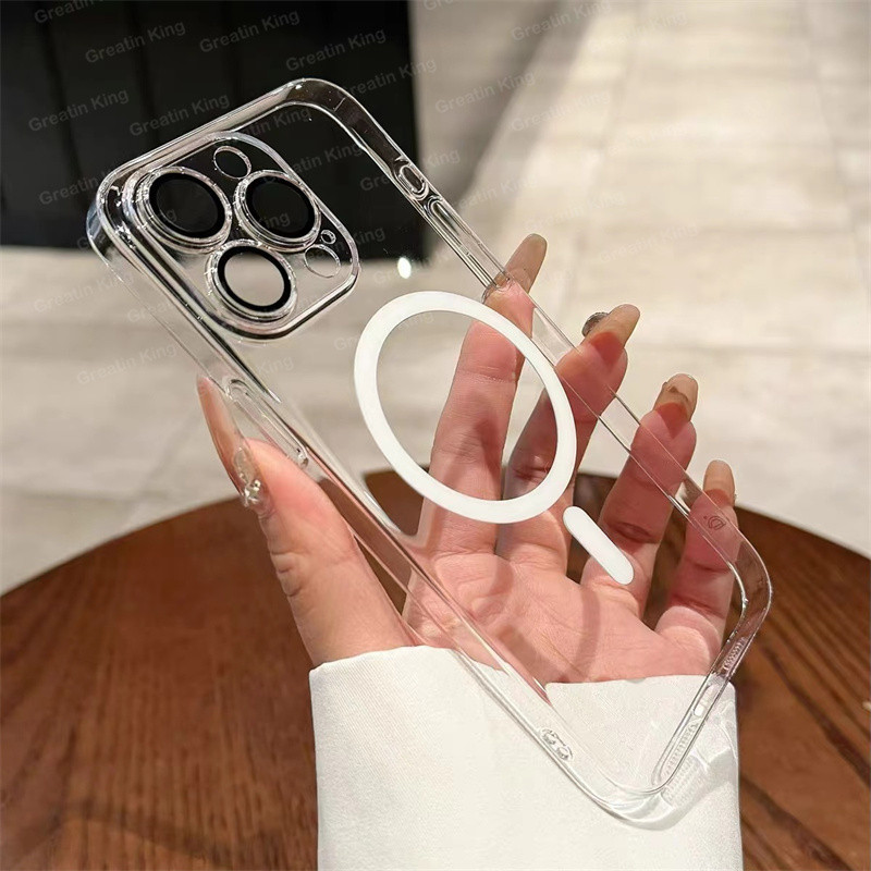 เคสโทรศัพท์แม่เหล็กโปร่งใสสําหรับ Tecno POP 9 /Spark Go 1 /Spark Go 2025 กรณีคุณภาพสูง Clear Soft TPU เลนส์ฝาครอบป้องกัน