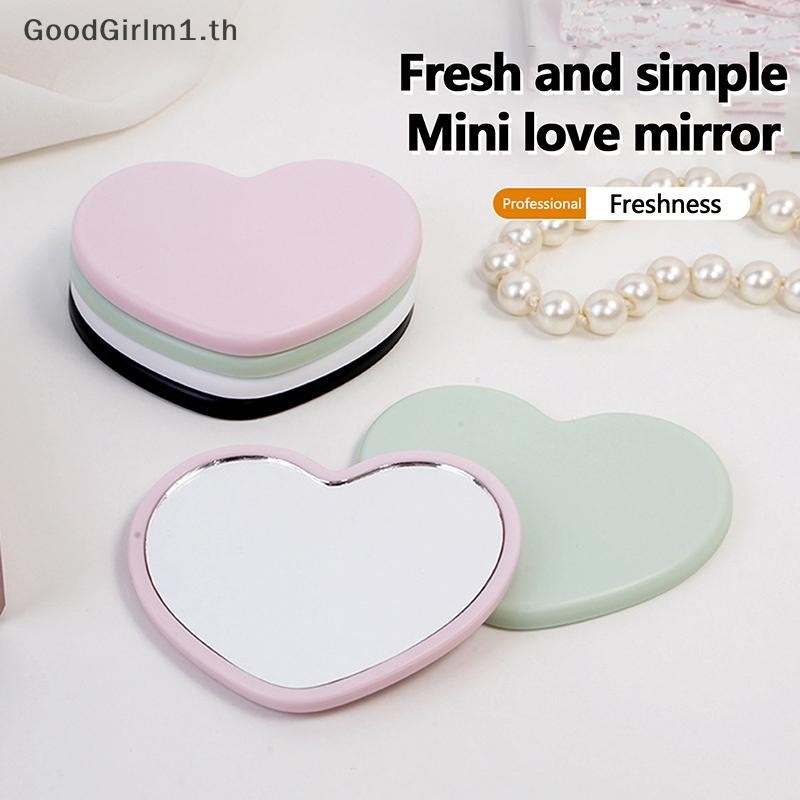 Goodgirlm1 Love Shaped กระจกมือถือ Practical PVC ความละเอียดสูงน่ารักกระจกกระจกแต่งหน้าของขวัญพกพาเดินทาง TH