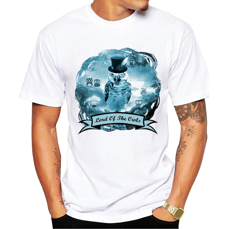 TEEHUB ตลก Lord of the Owls พิมพ์ผู้ชายเสื้อยืด Hipster Night Owls เสื้อยืดแขนสั้น Tee แฟชั่น Tops