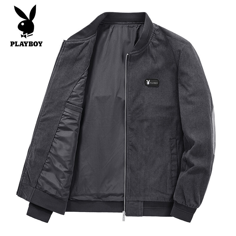 Playboy เสื้อแจ็คเก็ตชายเสื้อเชิ้ตเบสบอลแฟชั่นผอมเขียวสบายขี่ม้าเกาหลี