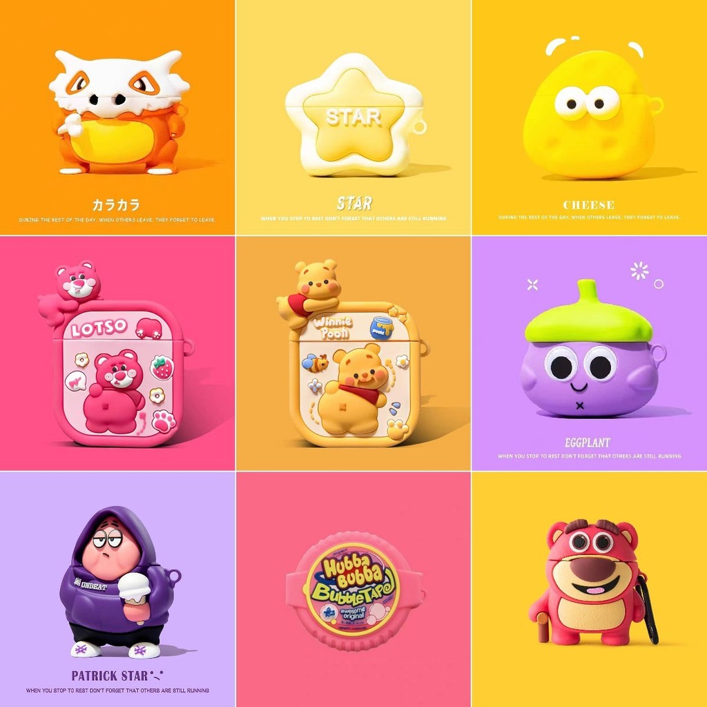 Mango กรณีปลอกสําหรับ AirPods 1 2 3 Pro 2 กรณีปลอก Gen 2 3 2nd 3rd Gen2 Gen3 ซิลิโคนกรณีน่ารักการ์ตูนอะนิเมะ Little Fire Dragon Square สตรอเบอร์รี่หมี