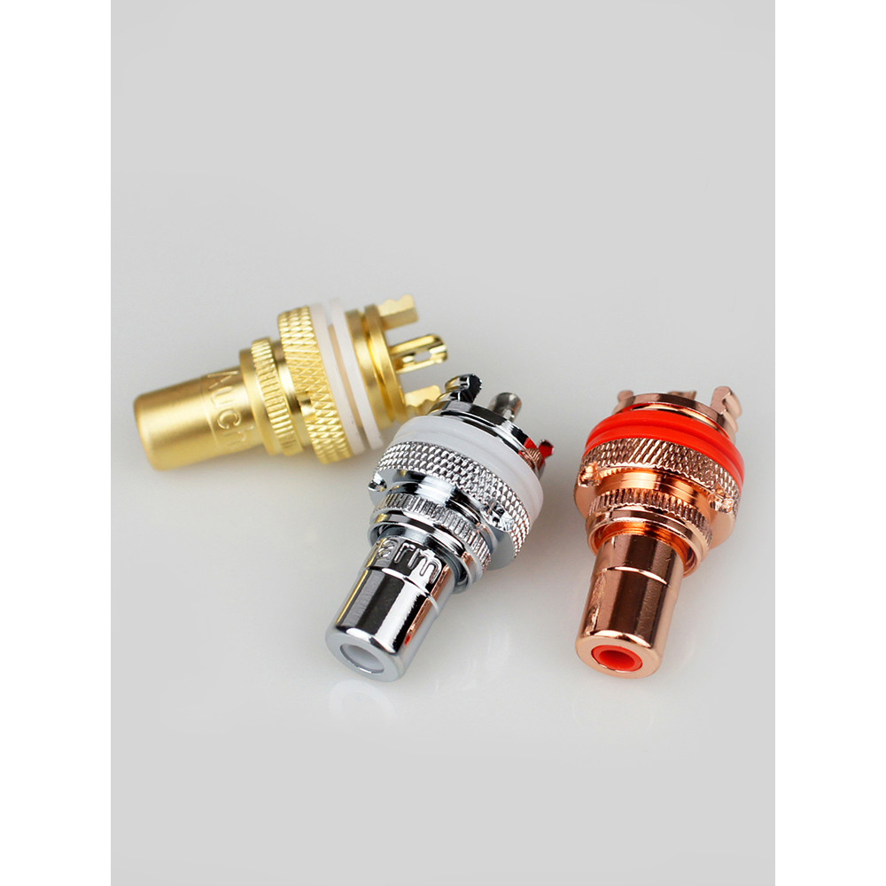 RCA AUCHARM  ตัวเมียติดแท่นสำหรับงานอัพเกรดเครื่องเสียง ส่งจากไทย 1 คู่ (สีแดง 1 ชิ้น+ขาว 1 ชิ้น)